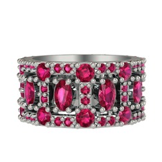 Zelie Tamtur Yüzük - Rodolit garnet 14 ayar beyaz altın yüzük #18x3l6