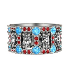 Zelie Tamtur Yüzük - Swarovski, akuamarin ve garnet 925 ayar gümüş yüzük #19eknon