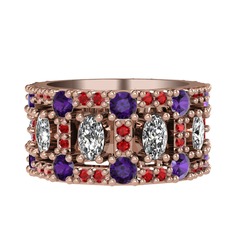 Zelie Tamtur Yüzük - Swarovski, ametist ve garnet 14 ayar rose altın yüzük #19nscs3