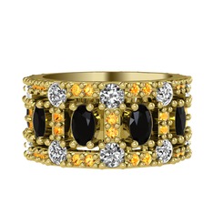 Zelie Tamtur Yüzük - Siyah zirkon, pırlanta ve sitrin 925 ayar altın kaplama gümüş yüzük (1.76 karat) #19yqvhl
