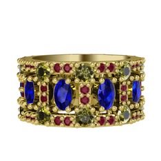 Zelie Tamtur Yüzük - Lab safir, peridot ve kök yakut 18 ayar altın yüzük #1aj7okj