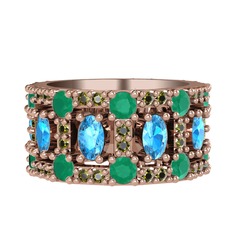 Zelie Tamtur Yüzük - Akuamarin, kök zümrüt ve peridot 925 ayar rose altın kaplama gümüş yüzük #1as7smc