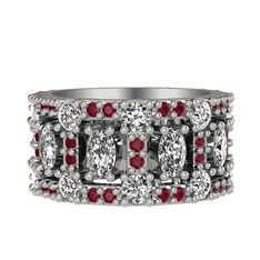 Zelie Tamtur Yüzük - Beyaz zirkon, pırlanta ve kök yakut 8 ayar beyaz altın yüzük (1.76 karat) #1awzrvj