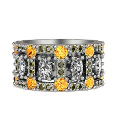Zelie Tamtur Yüzük - Swarovski, sitrin ve peridot 18 ayar beyaz altın yüzük #1ca472t