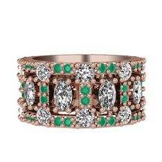 Zelie Tamtur Yüzük - Swarovski, pırlanta ve kök zümrüt 14 ayar rose altın yüzük (1.76 karat) #1cqmb3a