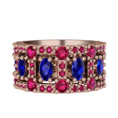 Lab safir ve rodolit garnet 18 ayar rose altın yüzük