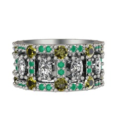 Zelie Tamtur Yüzük - Swarovski, peridot ve kök zümrüt 925 ayar gümüş yüzük #1d2l0sl