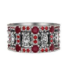 Zelie Tamtur Yüzük - Swarovski, kök yakut ve garnet 14 ayar beyaz altın yüzük #1eh55zc