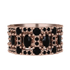 Zelie Tamtur Yüzük - Siyah zirkon 925 ayar rose altın kaplama gümüş yüzük #1eqhk82