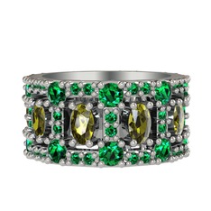 Zelie Tamtur Yüzük - Peridot ve yeşil kuvars 18 ayar beyaz altın yüzük #1eusqzn