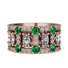 Zelie Tamtur Yüzük - Swarovski, yeşil kuvars ve beyaz zirkon 8 ayar rose altın yüzük #1exb9w8