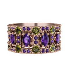 Zelie Tamtur Yüzük - Ametist ve peridot 18 ayar rose altın yüzük #1fhcmqs