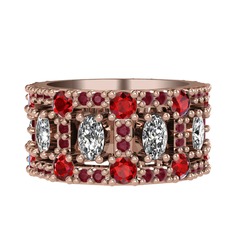 Zelie Tamtur Yüzük - Beyaz zirkon, garnet ve kök yakut 925 ayar rose altın kaplama gümüş yüzük #1fipz14