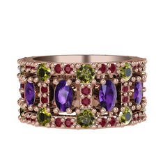 Zelie Tamtur Yüzük - Ametist, peridot ve kök yakut 14 ayar rose altın yüzük #1haqxxa