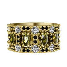 Zelie Tamtur Yüzük - Peridot, pırlanta ve siyah zirkon 8 ayar altın yüzük (1.76 karat) #1hhxqp6