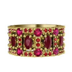 Zelie Tamtur Yüzük - Kök yakut, rodolit garnet ve garnet 8 ayar altın yüzük #1ilf7x7