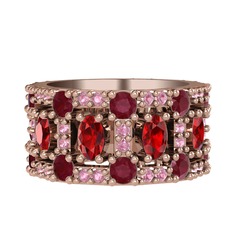 Zelie Tamtur Yüzük - Garnet, kök yakut ve pembe kuvars 18 ayar rose altın yüzük #1iqe9ei