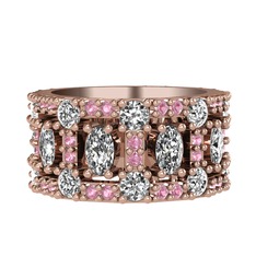 Zelie Tamtur Yüzük - Beyaz zirkon, pırlanta ve pembe kuvars 925 ayar rose altın kaplama gümüş yüzük (1.76 karat) #1jhrl7t
