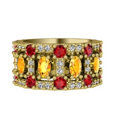 Zelie Tamtur Yüzük - Sitrin, garnet ve swarovski 8 ayar altın yüzük #1jnidq