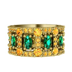 Zelie Tamtur Yüzük - Yeşil kuvars ve sitrin 18 ayar altın yüzük #1jybxqu