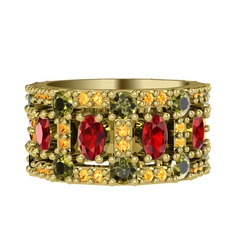 Garnet, peridot ve sitrin 8 ayar altın yüzük