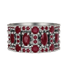 Zelie Tamtur Yüzük - Kök yakut 8 ayar beyaz altın yüzük #1ke2u9b