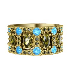 Peridot ve akuamarin 18 ayar altın yüzük