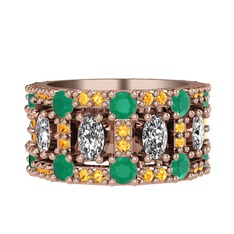 Zelie Tamtur Yüzük - Swarovski, kök zümrüt ve sitrin 18 ayar rose altın yüzük #1khqu1s