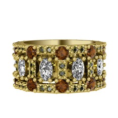 Zelie Tamtur Yüzük - Swarovski, dumanlı kuvars ve peridot 18 ayar altın yüzük #1ki6317