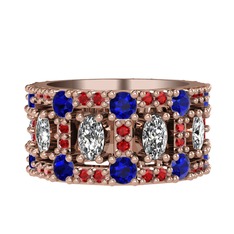 Zelie Tamtur Yüzük - Swarovski, lab safir ve garnet 14 ayar rose altın yüzük #1ks8tru