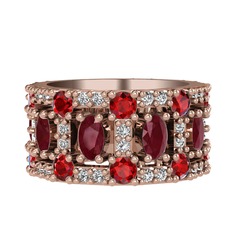 Zelie Tamtur Yüzük - Kök yakut, garnet ve swarovski 8 ayar rose altın yüzük #1l2ysbx