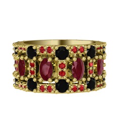 Zelie Tamtur Yüzük - Kök yakut, siyah zirkon ve garnet 14 ayar altın yüzük #1n3jsbr