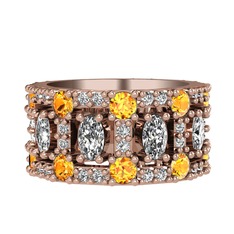 Zelie Tamtur Yüzük - Beyaz zirkon ve sitrin 18 ayar rose altın yüzük #1nltncd