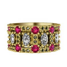 Swarovski, rodolit garnet ve peridot 925 ayar altın kaplama gümüş yüzük