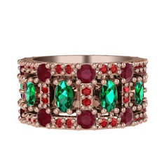 Zelie Tamtur Yüzük - Yeşil kuvars, kök yakut ve garnet 8 ayar rose altın yüzük #1nu9h6o