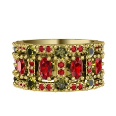 Zelie Tamtur Yüzük - Garnet ve peridot 8 ayar altın yüzük #1nyb59b
