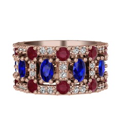 Zelie Tamtur Yüzük - Lab safir, kök yakut ve swarovski 8 ayar rose altın yüzük #1ohi1xv
