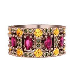 Rodolit garnet, sitrin ve peridot 18 ayar rose altın yüzük