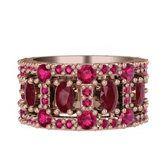 Kök yakut ve rodolit garnet 14 ayar rose altın yüzük