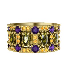 Zelie Tamtur Yüzük - Peridot, ametist ve sitrin 925 ayar altın kaplama gümüş yüzük #1qlw8el