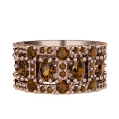 Zelie Tamtur Yüzük - Dumanlı kuvars 18 ayar rose altın yüzük #1ryc4vx