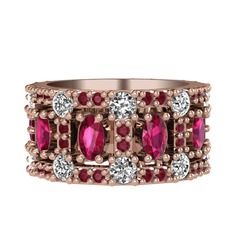 Zelie Tamtur Yüzük - Rodolit garnet, pırlanta ve kök yakut 14 ayar rose altın yüzük (1.76 karat) #1t7nc0g