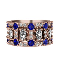 Zelie Tamtur Yüzük - Swarovski ve lab safir 14 ayar rose altın yüzük #1uyvrj