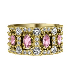 Zelie Tamtur Yüzük - Pembe kuvars, beyaz zirkon ve pırlanta 925 ayar altın kaplama gümüş yüzük (0.66 karat) #1vjyp8f
