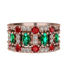 Zelie Tamtur Yüzük - Yeşil kuvars, garnet ve swarovski 8 ayar rose altın yüzük #1w49qji