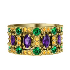 Zelie Tamtur Yüzük - Ametist, yeşil kuvars ve sitrin 925 ayar altın kaplama gümüş yüzük #1wpv8lo