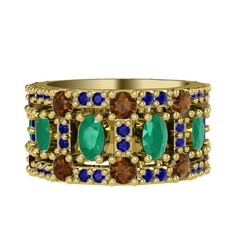 Zelie Tamtur Yüzük - Kök zümrüt, dumanlı kuvars ve lab safir 925 ayar altın kaplama gümüş yüzük #1x6uwjf