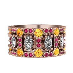Zelie Tamtur Yüzük - Swarovski, sitrin ve rodolit garnet 14 ayar rose altın yüzük #1xcuvpt