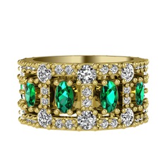 Zelie Tamtur Yüzük - Yeşil kuvars, pırlanta ve swarovski 18 ayar altın yüzük (1.76 karat) #1xyj8go