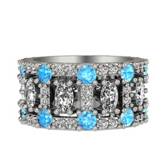 Zelie Tamtur Yüzük - Swarovski ve akuamarin 18 ayar beyaz altın yüzük #1y569hr